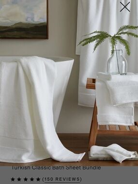 QUINCE Set Of 2 100% Cotton Classic Towels White 7568
